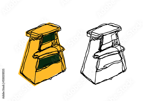 木製の踏み台の手描き風イラスト