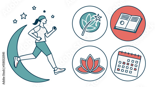 Wellness and Habit Outline Icon Set for Fitness, Health, and Lifestyle Isolated Vector