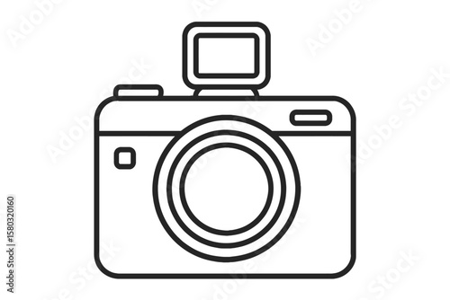Digital Camera Photography Device Outline Icon Vector - Modern Photo Equipment