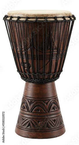Isolated PNG of Wooden Djembe Drum African Percussion Instrument