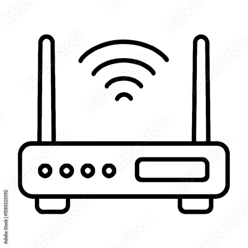 Wireless WiFi Router Outline Icon Vector - Internet Network Device Symbol