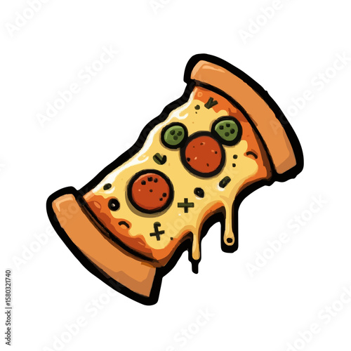 A mouth-watering single slice of classic pepperoni pizza, generously topped with melted cheese,