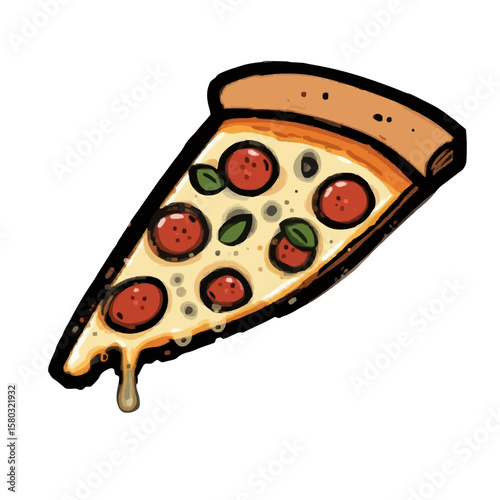 A mouth-watering single slice of classic pepperoni pizza, generously topped with melted cheese,