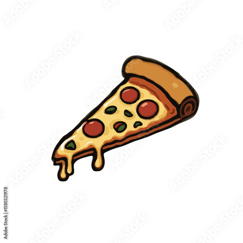 A mouth-watering single slice of classic pepperoni pizza, generously topped with melted cheese,