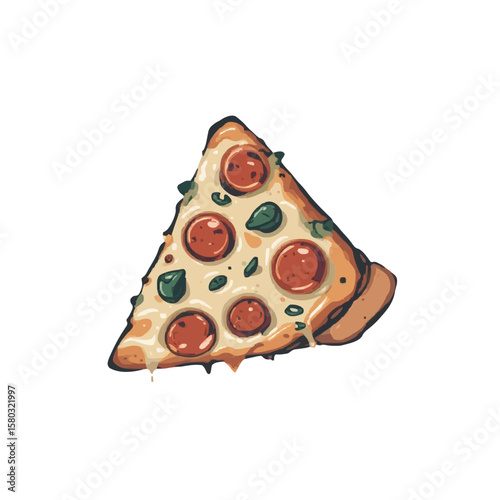 A mouth-watering single slice of classic pepperoni pizza, generously topped with melted cheese,
