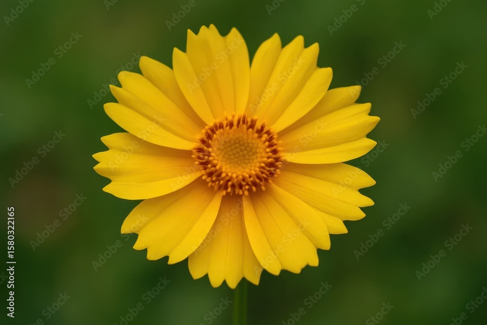 A Close-Up of a Vibrant Yellow Daisy in Full Bloom Against a Blurred Green Backdrop A Close-Up of a Vibrant Yellow Daisy in Full Bloom Against a Blurred Green Backdrop