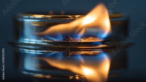 Burning Fire in Glass Container
