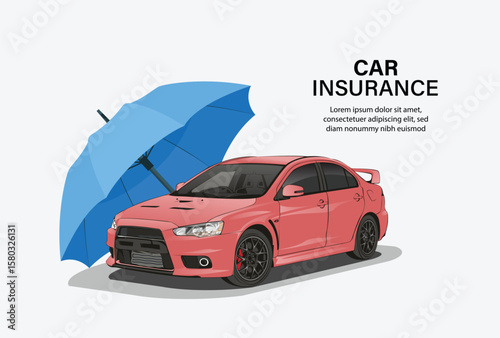 icon logo sign auto insurance illustration. Character buying or renting car and signing full coverage insurance policy Car safety, assistance and protection concept vector illustration