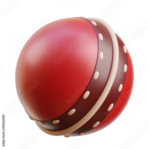 Red Crecket ball 3d icon illustration