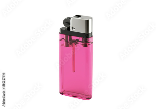 Konstfotografi Isolated Transparent Pink Lighter with Silver Accents