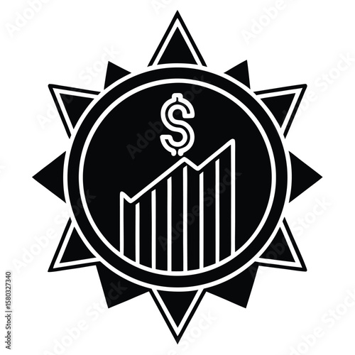 silhouette financial gain on white background