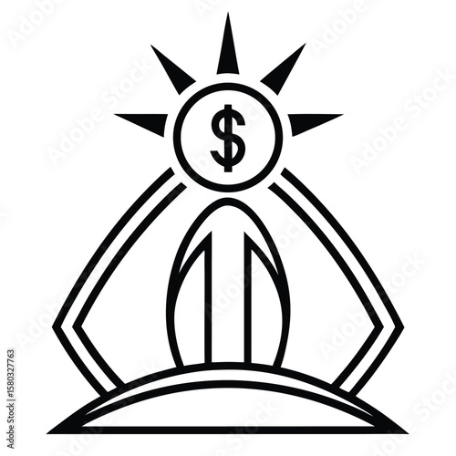 silhouette financial gain on white background