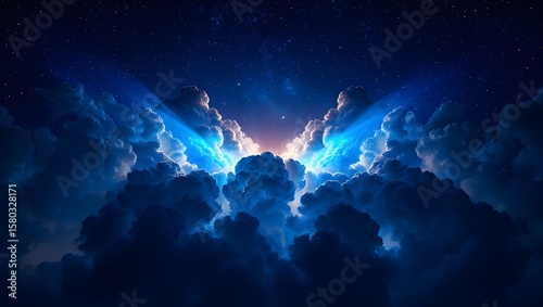 Dramatic Cloudscape with Celestial Light Burst