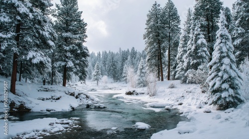 Winter wonderland river scene