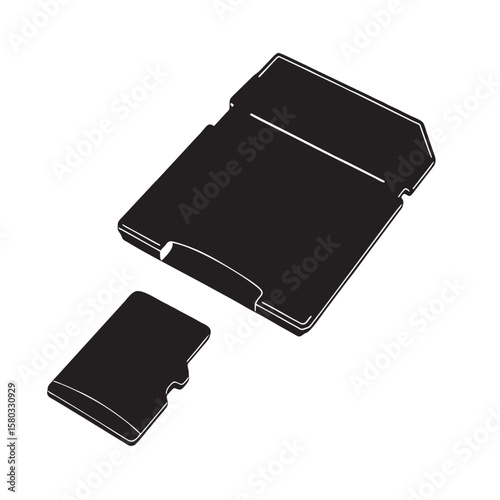 silhouette photo of micro sd with white background