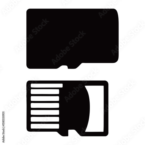 silhouette photo of micro sd with white background