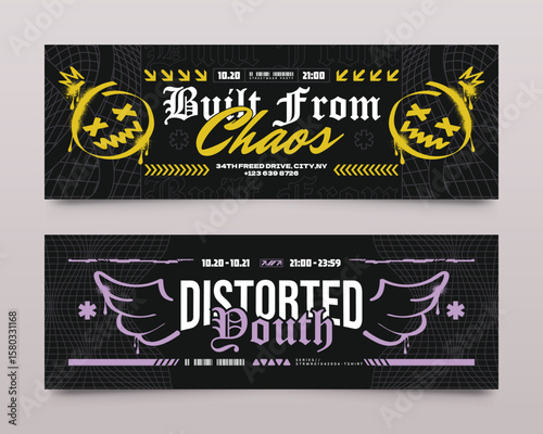 Urban Graffiti Streetwear Horizontal Banner Set