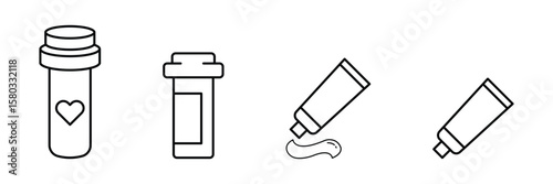 Medical tube cream ointment prescription bottle healthcare packaging container icon vector illustration for pharmaceutical and dermatology treatment.