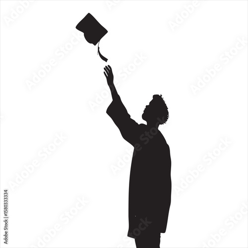 Graduate Tossing Cap Silhouette - Celebration of Achievement
