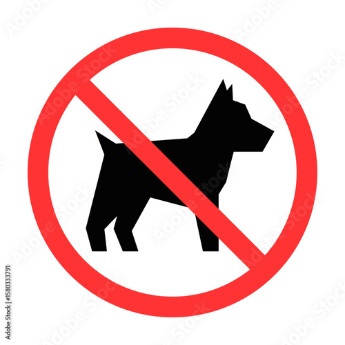 No access, no entry, prohibition sign with dog silhouette. Vector 