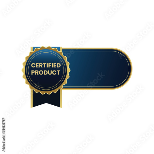 A blue "Certified Product" badge with gold trim adjoins a horizontal, rounded-edge blue banner, all against a bright, clean background, creating a professional, trustworthy feel.
