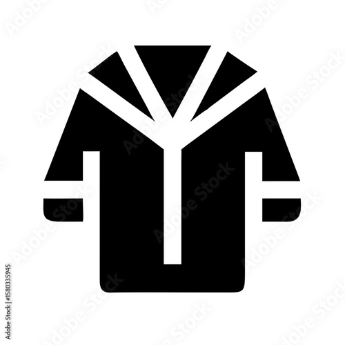Symbolic judge's robe emblem represents legal authority, judicial process, and courtroom procedure. Simple judge's robe design signifies justice, law, and impartiality.
