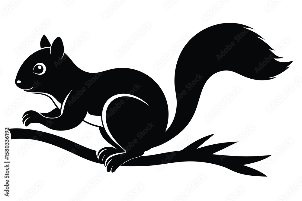 Obraz premium squirrel on branch vector icon
