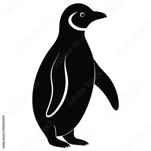 Black and White Penguin Illustration Featuring Elegant Simplicity and Modern Design Aesthetic