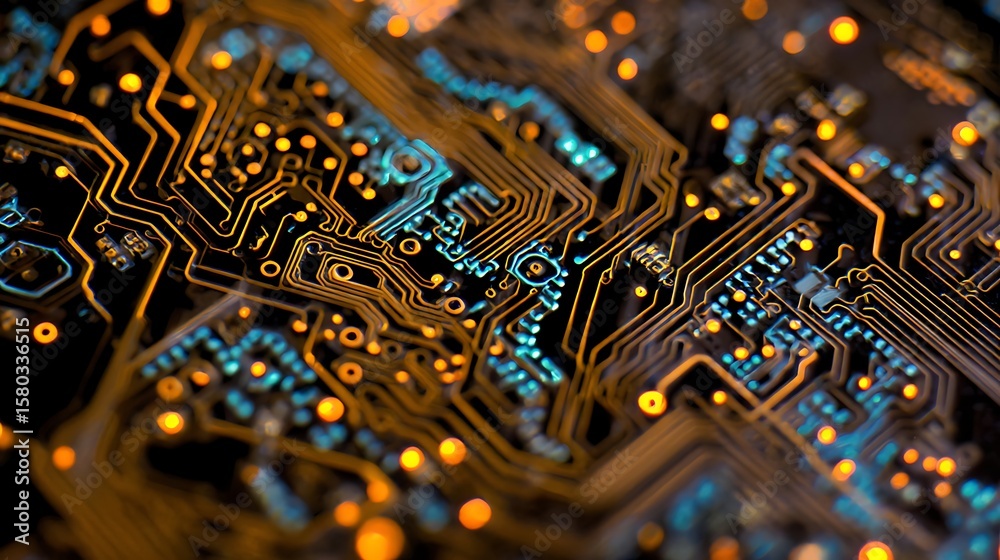 Fototapeta premium Circuit Board Close Up Electronic Component Technology