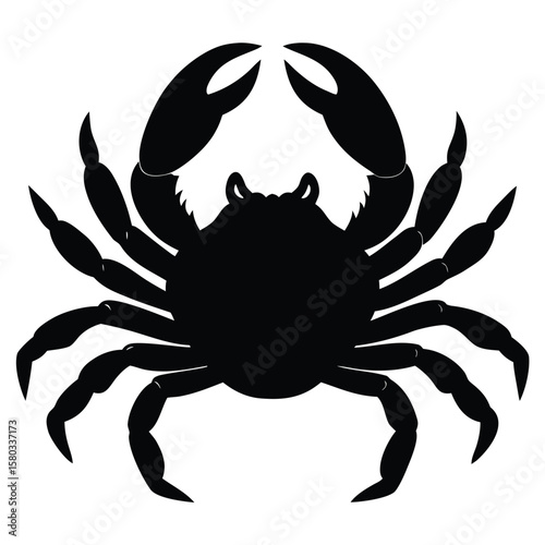 Bold Silhouette of a Crab with Prominent Claws and Multiple Legs Displayed