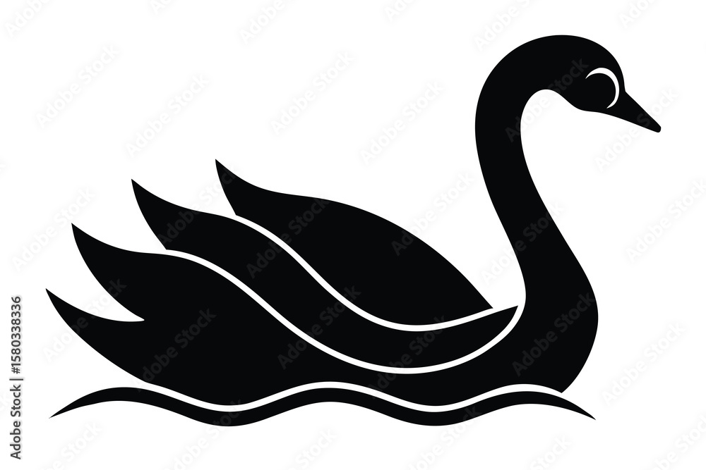 Naklejka premium swan swimming vector icon
