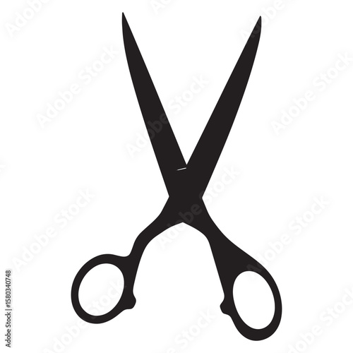 Black Scissors Icon. Cutting Tool Symbol. Hairdressing Vector Clipart
