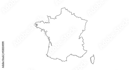 Flat vector outline of France map, simple clean stroke style, isolated on white, no labels, designed for infographic or web template use.