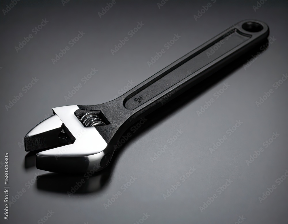 Obraz premium Adjustable Wrench Tool on Dark Surface