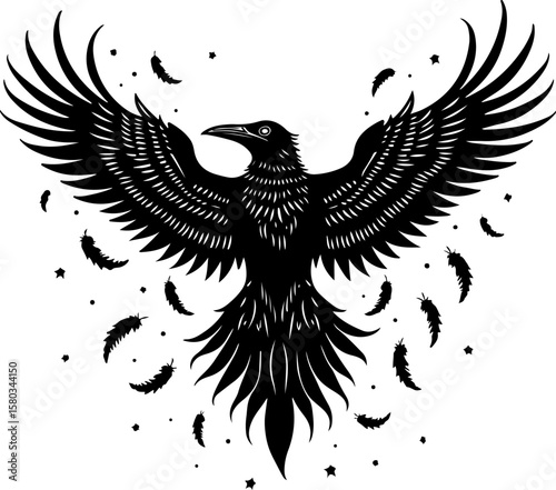 American , tribal phoenix, bird of fire, Tattoos vector design