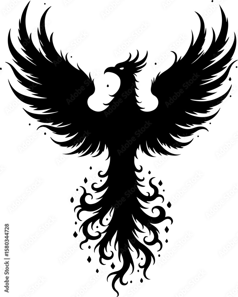 Obraz premium Rise Eternal: Tribal Phoenix Flame tattoo tribal Vector bndle 