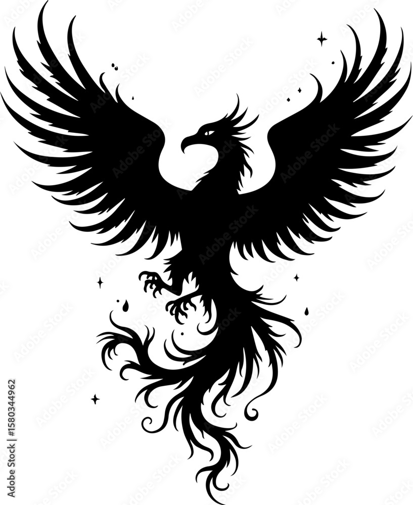 Obraz premium Rise Eternal: Tribal Phoenix Flame tattoo tribal Vector bndle 
