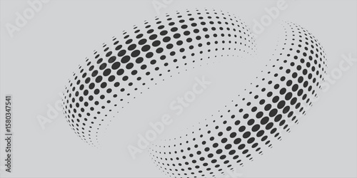 Abstract dotted vector background. Halftone effect. Spiral dotted background or icon. Circle with perspective. Yin and yang style.