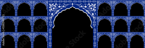 Set of windows Beautiful Arch small and Big Design with Indian Rajasthani fort and Culture. Wedding Backdrop and other uses. Abstract Indian floral rug design, Persian carpet, tribal texture art