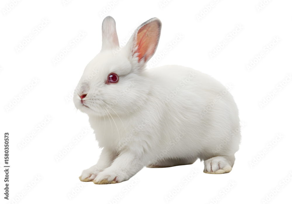 Fototapeta premium Isolated Studio Shot of a White Rabbit with Transparent Background