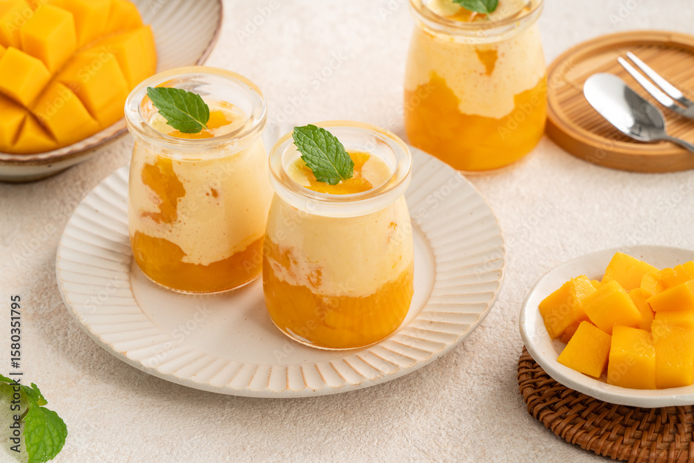 Mango Mousse Dessert in Glass Cups Mango Mousse Dessert in Glass Cups