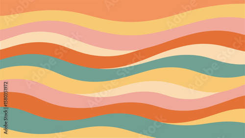 Retro Summer Waves Abstract Design for Textiles and Backgrounds Vintage 60s 70s wavy pattern in vibrant colors