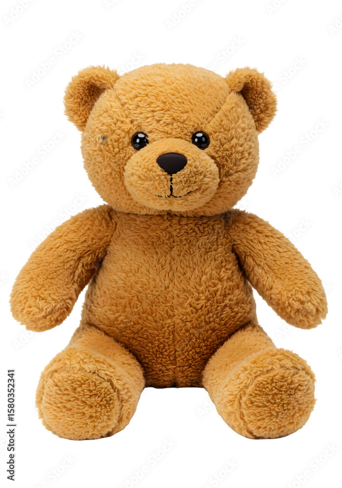 Obraz premium Isolated Stuffed Brown Teddy Bear Plush Toy Animal Sitting on White