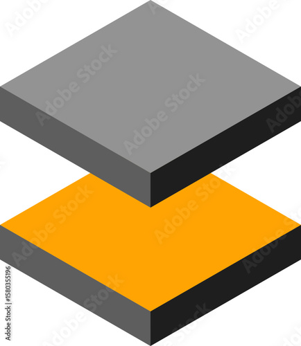 Abstract isometric design featuring stacked gray and orange cubes.  Represents layers, growth, stability, or building blocks. Ideal for presentations, websites, and corporate branding.