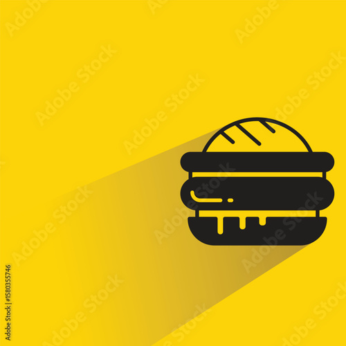 burger icon with shadow on yellow background