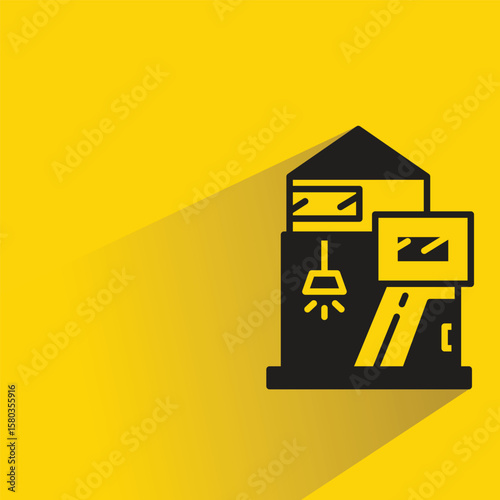 house icon with shadow on yellow background