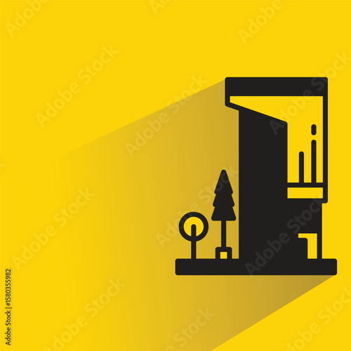 house icon with shadow on yellow background