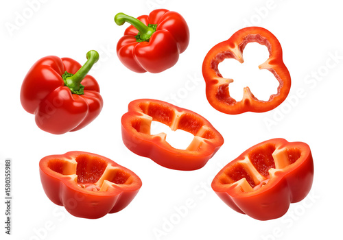 Isolated Background of Sweet Red Bell Pepper Food Vegetable Ingredient