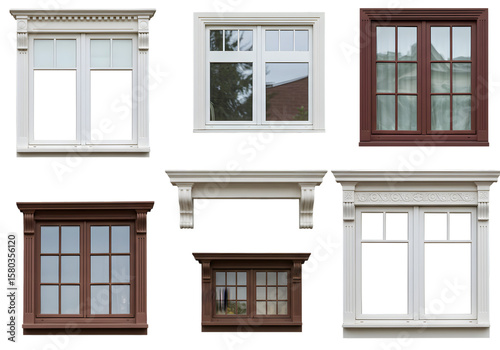 Isolated Background of Variety Windows Style Architecture White Frame