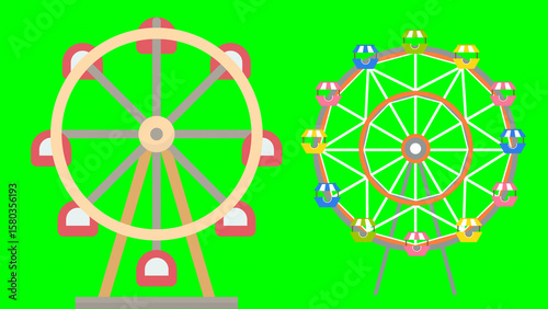 Ferris Wheel Icon illustration on green background

